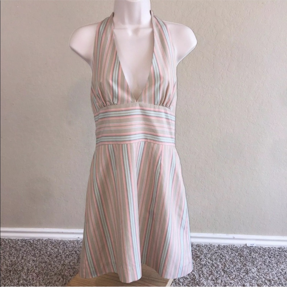Tommy Bahama Striped Tan Pastel Silk Halter Top 6